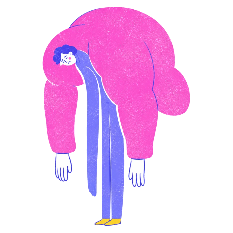 Fenweh — a figure bent under an enormous weight, illustrating the heaviness of depression