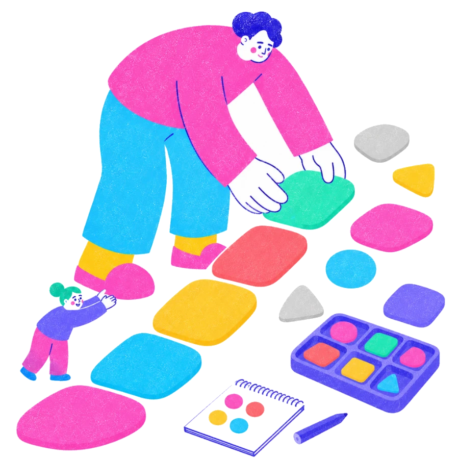 Fenweh — two people laying stepping stones towards a seedling, illustrating executive function support